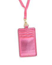 Load image into Gallery viewer, Keep It Close Card Case With Lanyard - Metallic Pink