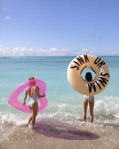 Beach, Please! Jumbo Heart Innertube - Translucent Neon Pink